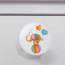 Bruine olifant grillige waterverf circus deurknop keramische knop