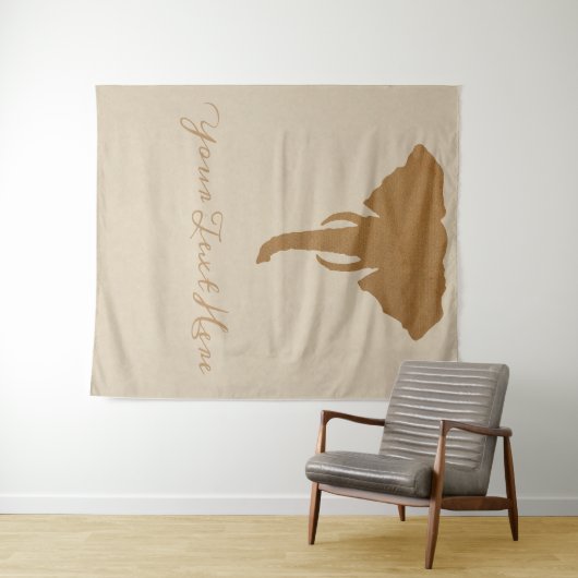 Bruine olifant hoofd rustieke Safari Chic Oerwoud Wandkleed (In Situ (horizontaal))