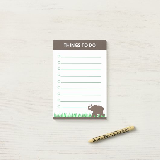 Bruine olifant voor gras Planten Post-it® Notes (Op bureau)