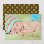 Bruine Olijfgroene Foto Kerstkaart (Voorkant / Achterkant)