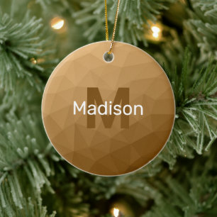 Bruine ombre geometrische mesh patroon Monogram Keramisch Ornament