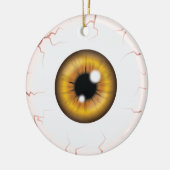 Bruine oogbal met aangepaste naam Happy Halloween  Keramisch Ornament (Links)