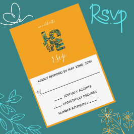 Bruine-oogige Susan's LOVE Oranje Threaded RSVP-ka RSVP Kaartje