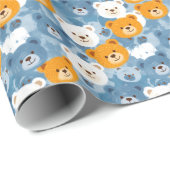 Bruine & Oranje Beren koppen | Cadeaupapier (Rol Hoek)