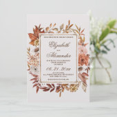  bruine oranje bladeren wintertrouwerij kaart (Staand voorkant)