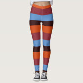 Bruine, Oranje & Blauwe Strepen leggings (Voorkant)