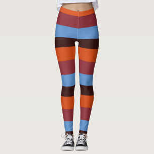 Bruine, Oranje & Blauwe Strepen leggings
