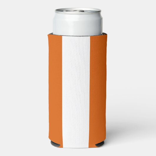 Bruine, oranje en witte strepen seltzer blikjeskoeler (Seltzer Achterkant)