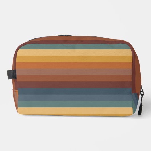 BRUINE ORANJE GEELBLAUWE STREPEN TOILETTASJE (Voorkant)