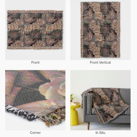 Bruine, oranje, koper- en goudrozen deken