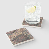 Bruine, oranje, koper- en goudrozen stenen onderzetter (Zijkant)