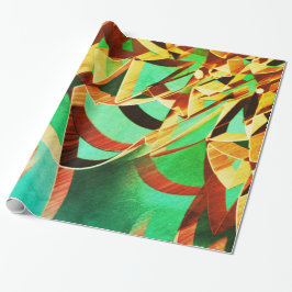 Bruine oranje strepen op bijtende groene achtergro cadeaupapier