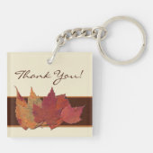 Bruine, Oranje, uit ivoor gedroogde bladeren Acryl Sleutelhanger (Achterkant)