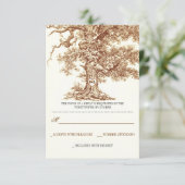 bruine oude boom rustieke bruiloft RSVP kaarten (Staand voorkant)