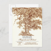 Bruine oude eik boom bewaar de datum briefkaarten (Voorkant / Achterkant)