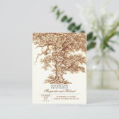 Bruine oude eik boom bewaar de datum briefkaarten (Staand voorkant)