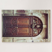 Bruine Oude Wereld Deur Legpuzzel (Horizontaal)