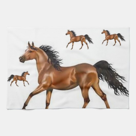bruine paard keuken handdoek (Horizontaal)
