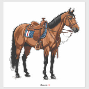 🐎 Bruine Paard Met Zadel Voor Paardrijders Sticker