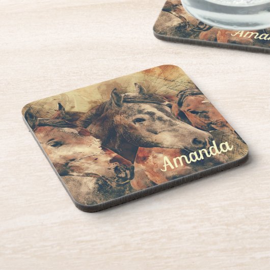 Bruine paarden bier onderzetter (Linkerzijde)