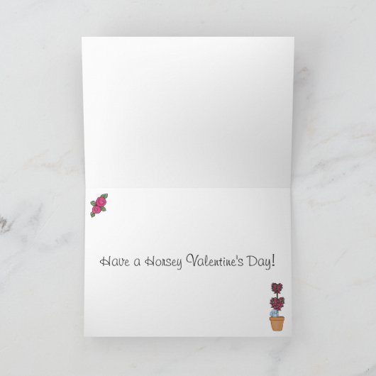  bruine paarden, bloemen Love Valentijnsdag Feestdagen Kaart (Binnen)