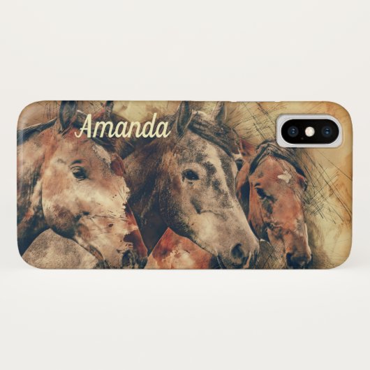 Bruine paarden Case-Mate iPhone case (Achterkant (horizontaal))