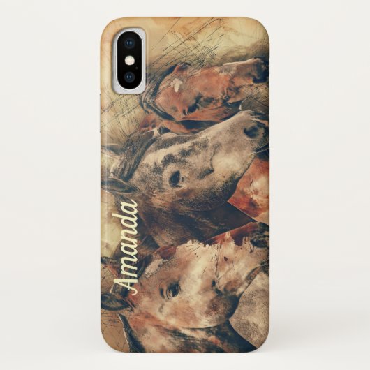 Bruine paarden Case-Mate iPhone case (Achterkant)