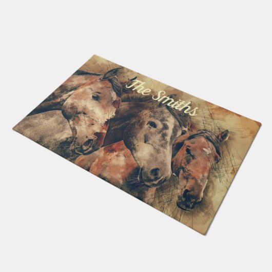 Bruine paarden deurmat (Schuin)