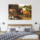  bruine paarden en eenden landbouwhuisdieren canvas afdruk (Insitu (Slaapkamer))