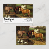 bruine paarden en eenden landbouwhuisdieren visitekaartje (Voorkant / Achterkant)
