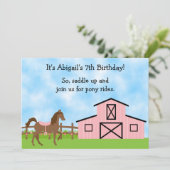 Bruine paarden en roze Barn Pony Rides van afgelop Kaart (Staand voorkant)