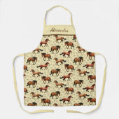 Bruine Paarden Galloping Gepersonaliseerd Schort (Voorkant)
