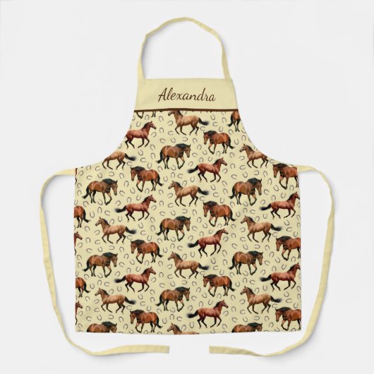 Bruine Paarden Galloping Gepersonaliseerd Schort (Voorkant)