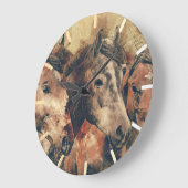 Bruine paarden grote klok (Hoek)