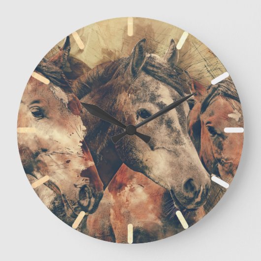 Bruine paarden grote klok (Voorkant)