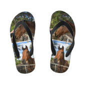 bruine paarden, kinder teenslippers (Voetbed)