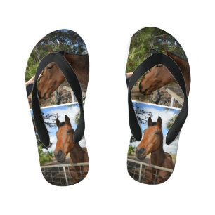 bruine paarden, kinder teenslippers