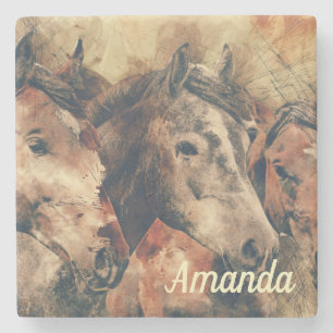 Bruine paarden stenen onderzetter