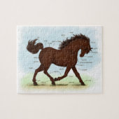 Bruine paardeneducatieve anatomie van paardachtige legpuzzel (Horizontaal)