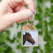 Bruine paardenkop sleutelhanger (Hand)