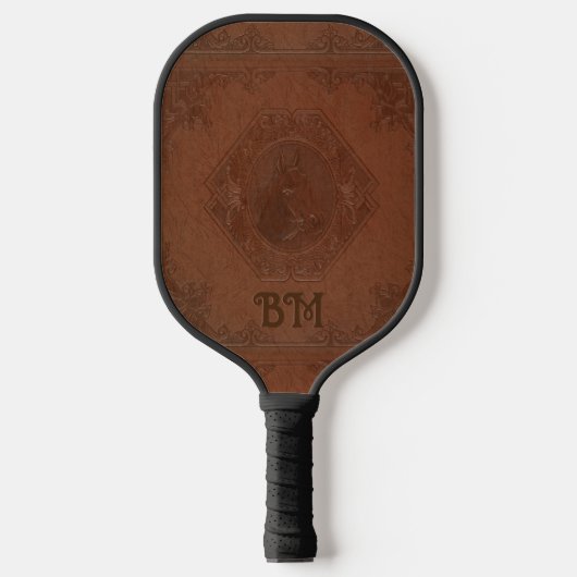 Bruine paardenpenkop pickleball paddle (Voorkant)