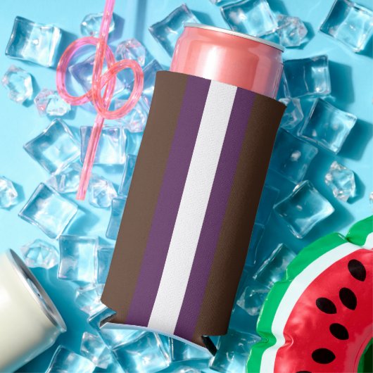 Bruine, paarse en witte strepen seltzer blikjeskoeler (Insitu Zomer)