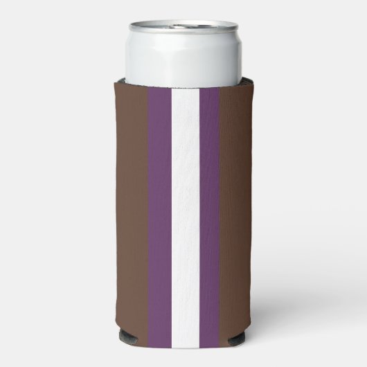 Bruine, paarse en witte strepen seltzer blikjeskoeler (Seltzer Voorkant)