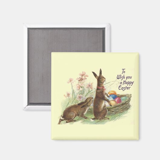 bruine paaskonijnen in korf, ZSSG Magneet (Voorkant / Achterkant)