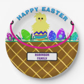Bruine Paasmand Gele Kuiken Eieren Papieren Bordje (Voorkant)