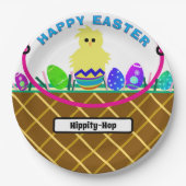 Bruine paasmand versierde eieren papieren bordje (Voorkant)