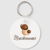 Bruine Paddenstoel Whimsical Natuur Eten Sleutelhanger (Voorkant)
