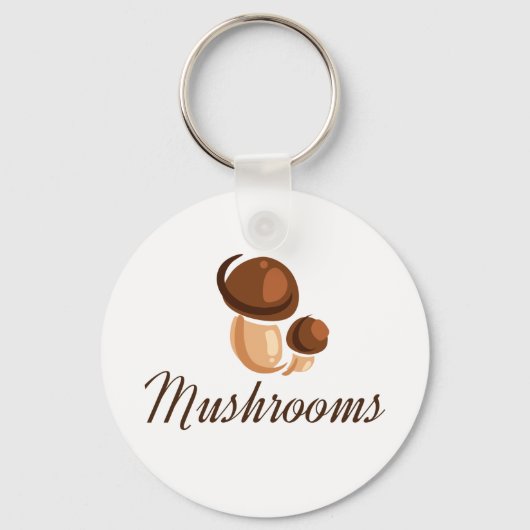Bruine Paddenstoel Whimsical Natuur Eten Sleutelhanger (Voorkant)