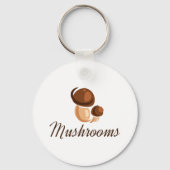 Bruine Paddenstoel Whimsical Natuur Eten Sleutelhanger (Achterkant)