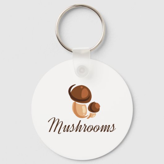 Bruine Paddenstoel Whimsical Natuur Eten Sleutelhanger (Achterkant)